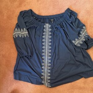 Chaps Women's Navy Embroidered Blouse size 2x